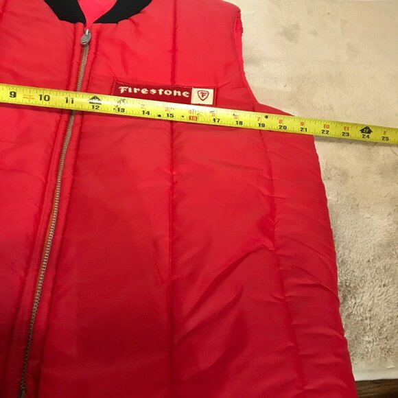 Firestone Red Vest Vintage Reversible Size S Retro Auto Racing Mechanic Jacket - Picture 15 of 16